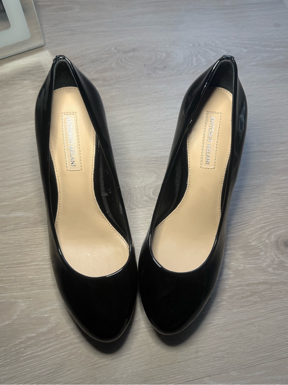 Antonio Melani Black Patent Platform Pumps Heels Genuine Leather | SZ 6.5M